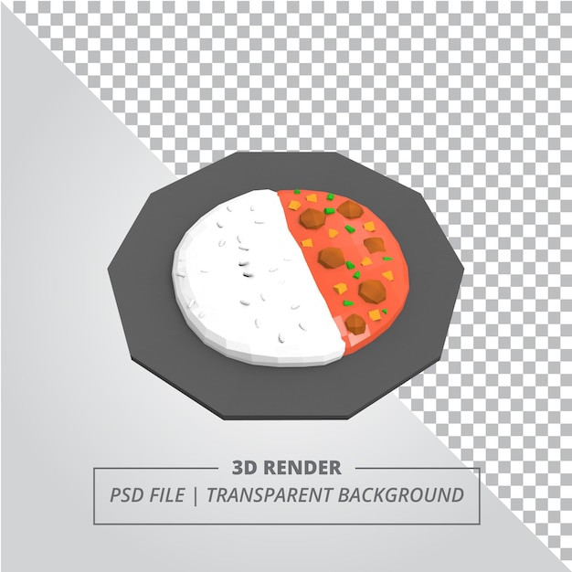 De lage poly 3d kerry rijst geeft terug