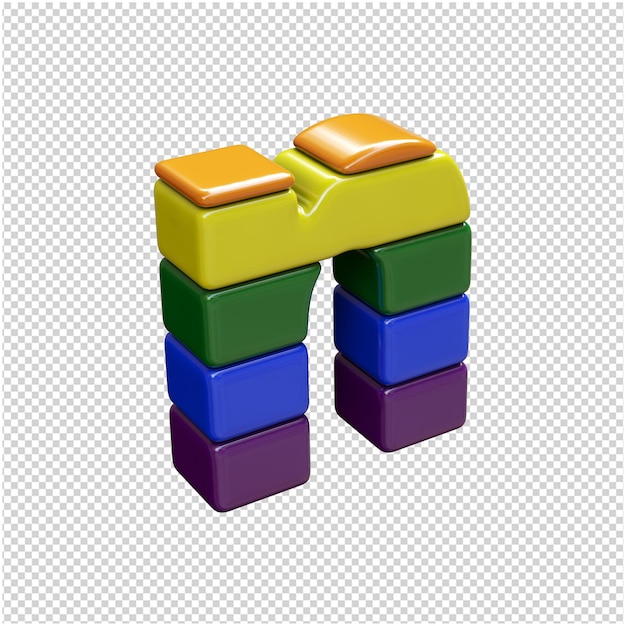 De letters van de kleuren van de lgbt-vlag zijn naar rechts gedraaid. 3d-letter nr