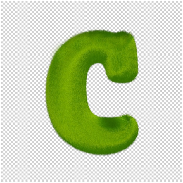 De letters zijn gemaakt van groen gras. 3d-letter c