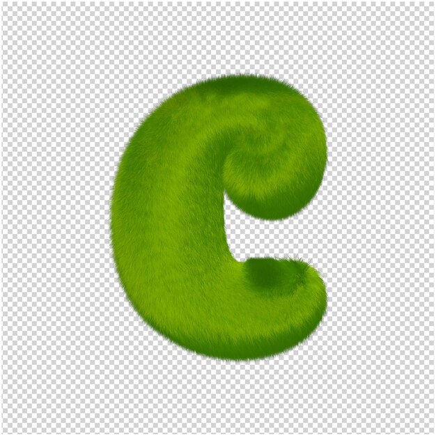 De letters zijn gemaakt van groen gras. 3D-letter c