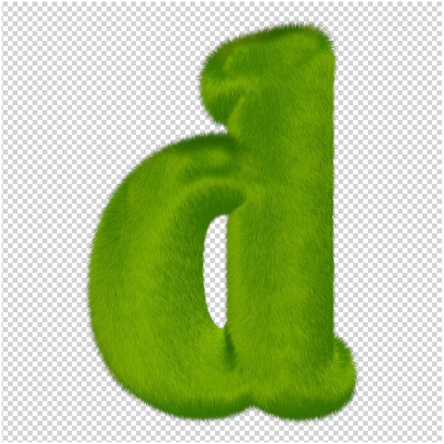 De letters zijn gemaakt van groen gras. 3d-letter d