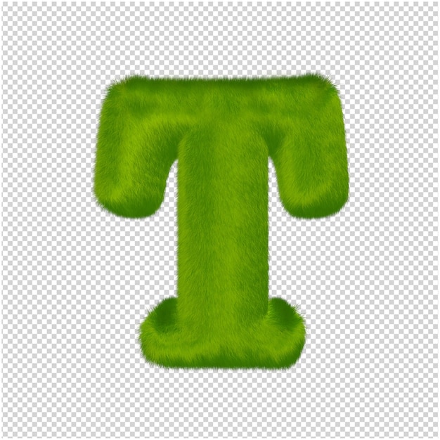 De letters zijn gemaakt van groen gras. 3d-letter t