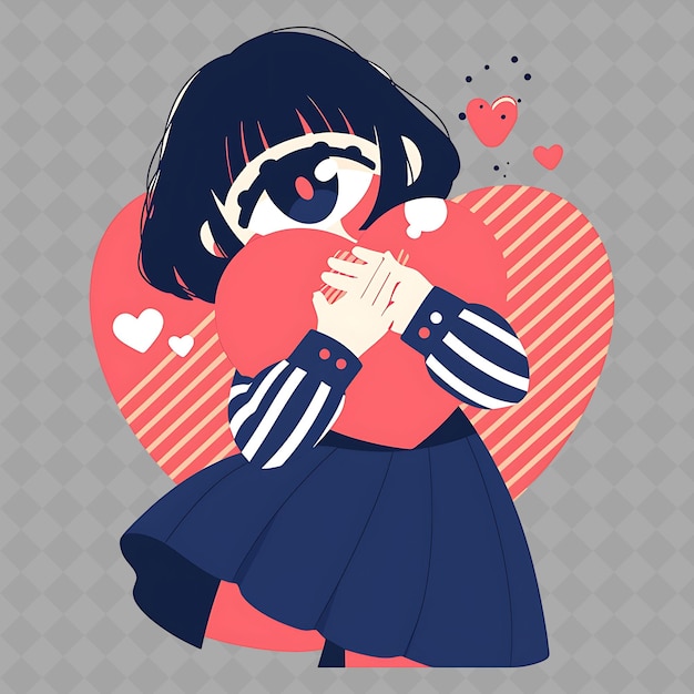 PSD de liefhebbende en kawaii anime cyclops girl with cyclops eye en png creative cute sticker collection