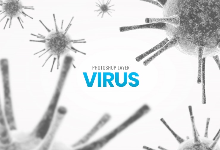 PSD de medische microscopische viruscellen sluiten omhoog achtergrond
