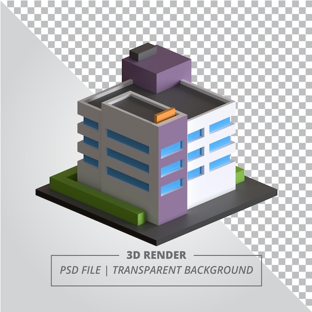 DE MODERNE EENVOUDIGE ISOMETRISCHE 3D BOUW GEEFT TERUG