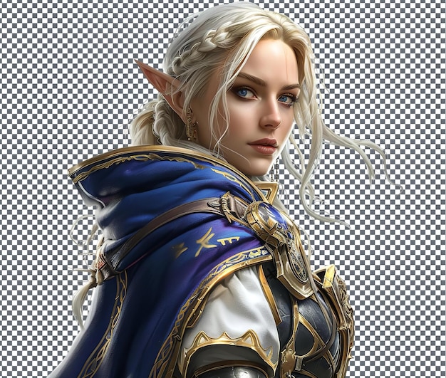 PSD de prachtige jaina proudmoore is geïsoleerd op een doorzichtige achtergrond.