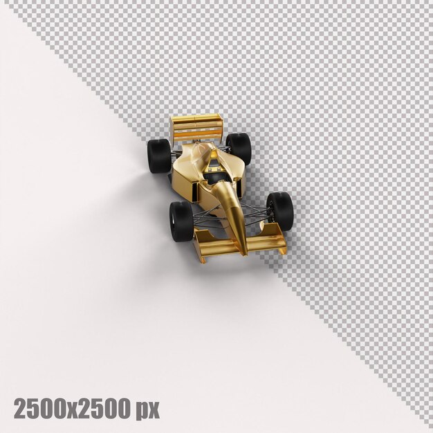 PSD de realistische gele formule één auto in 3d geeft terug