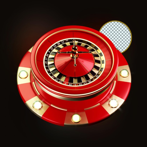 De Rode Roulette, Kaart en Chip Casino Poker Samenstelling 3D Render, Design Element,