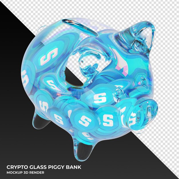 PSD de sandbox sand glass spaarpot met cryptomunten 3d illustratie