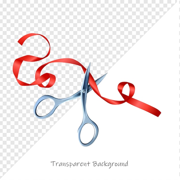 De schaar snijdt een rood lint voor een grote opening