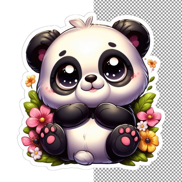 PSD de schattige panda hug png sticker