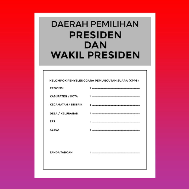 PSD de stembiljetten voor president en vice-president zijn grijs voor de indonesische verkiezingen