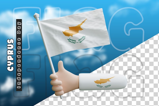 De vlag van cyprus die de hand vasthoudt of de vlag van cyprus die de hand vasthoudt