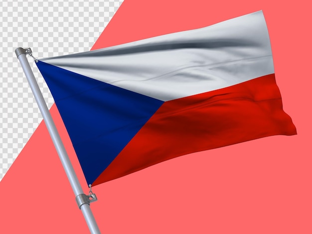 De vlag van de Tsjechische Republiek in realistische 3D-weergave Transparante achtergrond Vlag van hoge kwaliteit