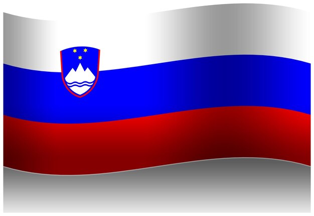 PSD de vlag van slovenië wordt in 3d gehesen.