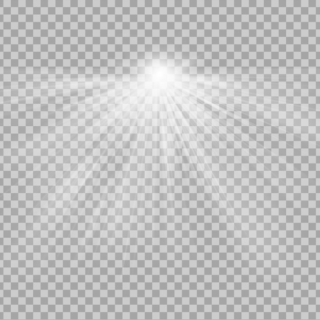 de zon schijnt op een doorzichtige achtergrond
