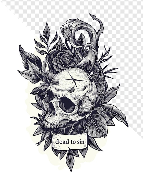 Dead to Sin Graficzne ręcznie narysowane logo Przezroczyste tło