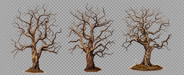 PSD dead tree isolated on transparent background dry tree cut out generative ai