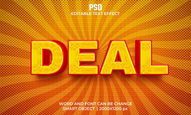 Deal 3d editable text effect premium psd with background