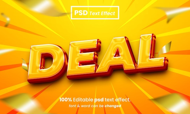 Deal sale 3d editable psd deal text effect