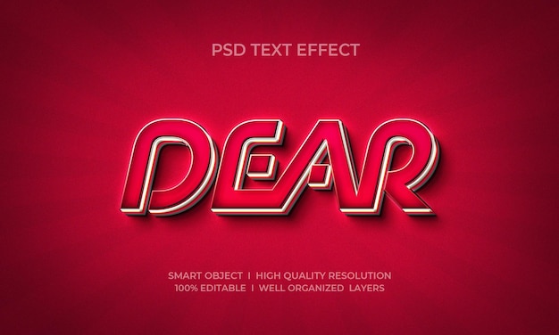 Dear 3d text effect template