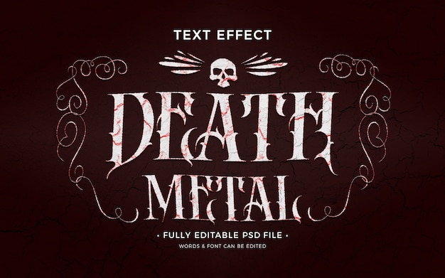 PSD death metal text effect template design