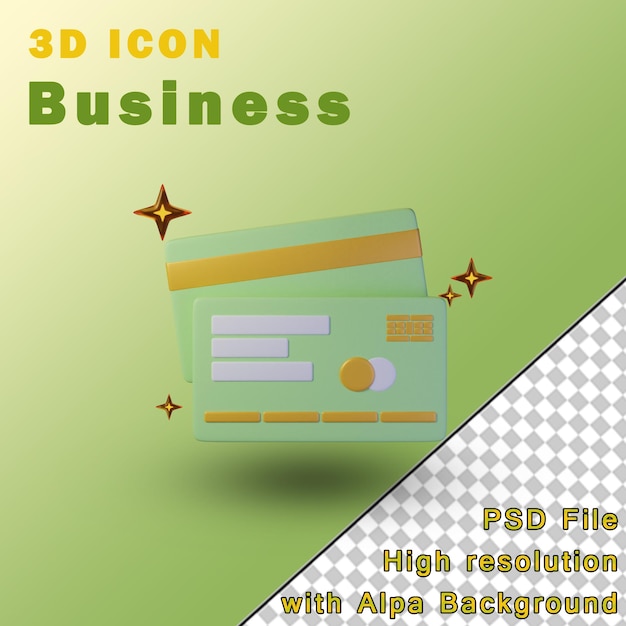 PSD debit card items isolated on transparent background 3d illustration high resolution
