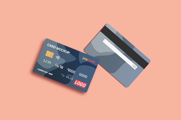 Debit card mockup design isolated