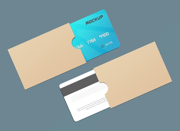 PSD mockup di smart card con carta di debito con protettore