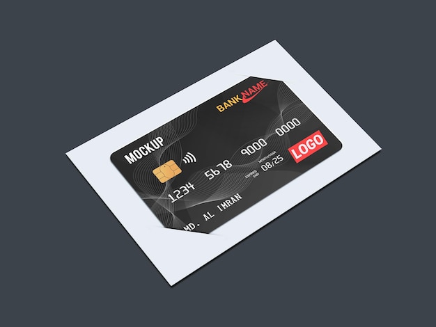 Debit card smart card plastic card in brackets mockup