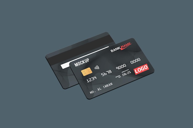 PSD debit card smart card plastic card mockup front and back side