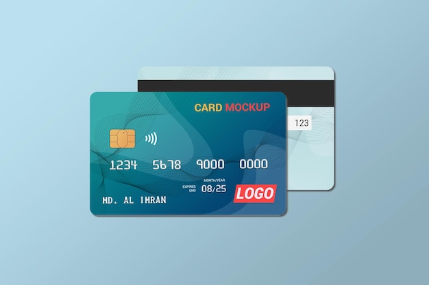 Mockup di carta di plastica smart card con carta di debito