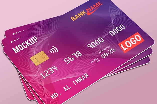 PSD mockup di carta di plastica smart card con carta di debito