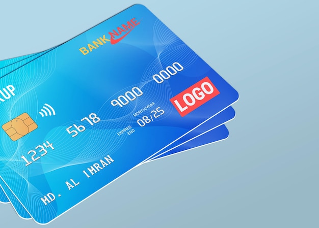 PSD mockup di carta di plastica smart card con carta di debito