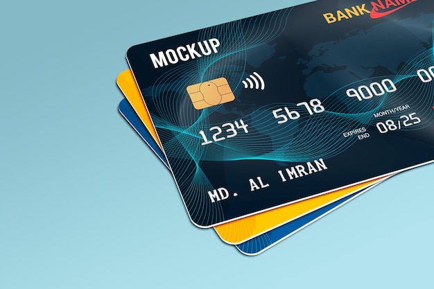 Mockup di carta di plastica smart card con carta di debito