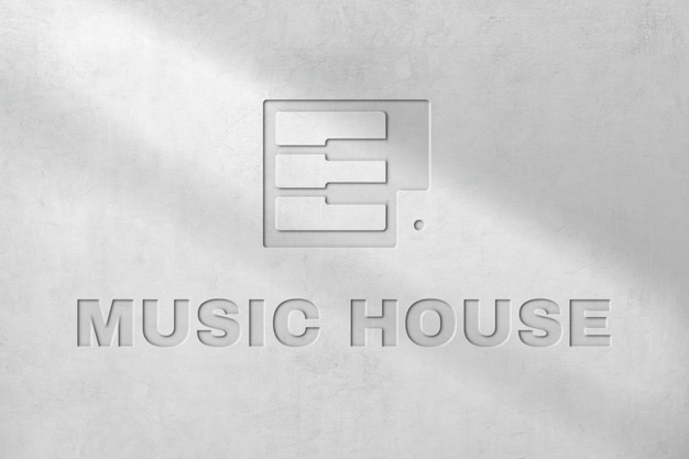 Deboss logo mockup psd for music house