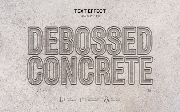 PSD debossed concrete   text effect