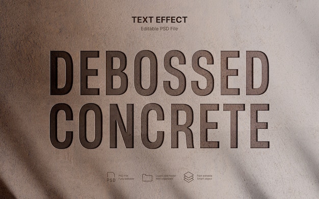 PSD debossed concrete   text effect