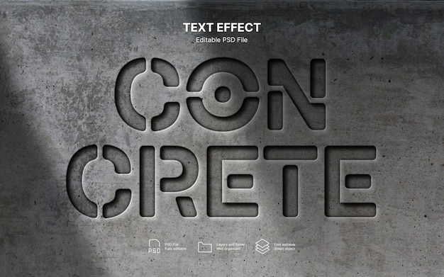 PSD debossed concrete   text effect