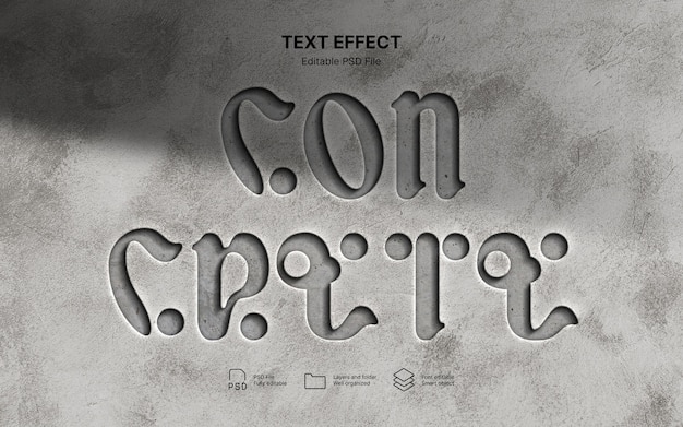 debossed concrete   text effect