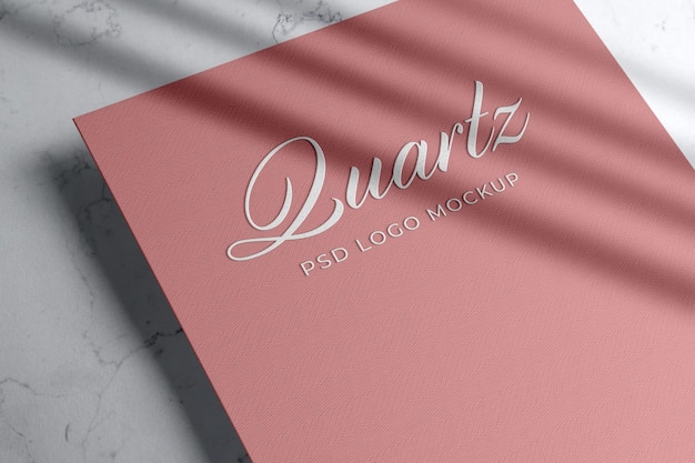 PSD debossed logo mockup on kraft paper