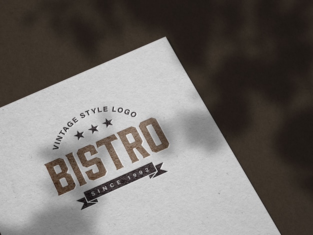 PSD debossed logo mockup on uncoated paper