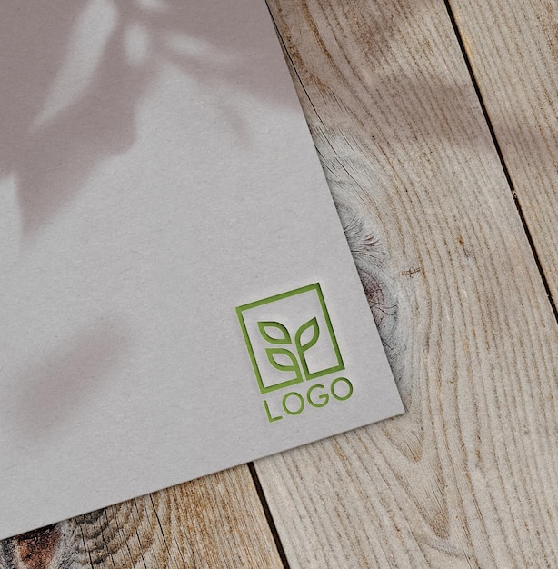 Debossed modern logo on paper mockup