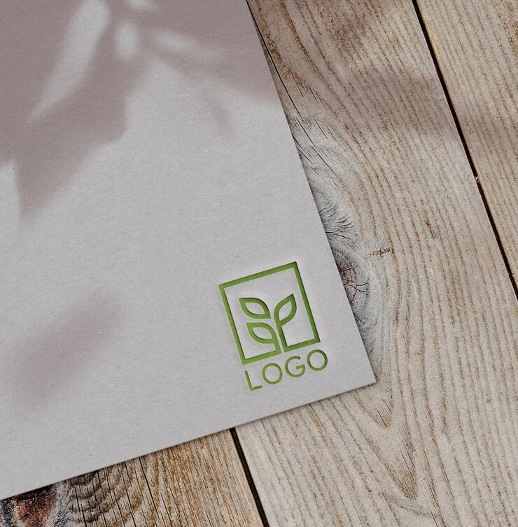 Debossed modern logo on paper mockup