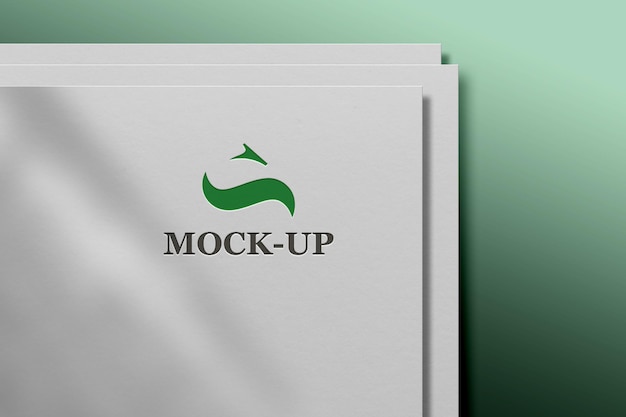 debossed realistic color logo mockup on white card