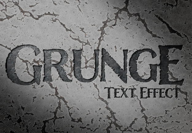 PSD debossed text effect on cracked surface