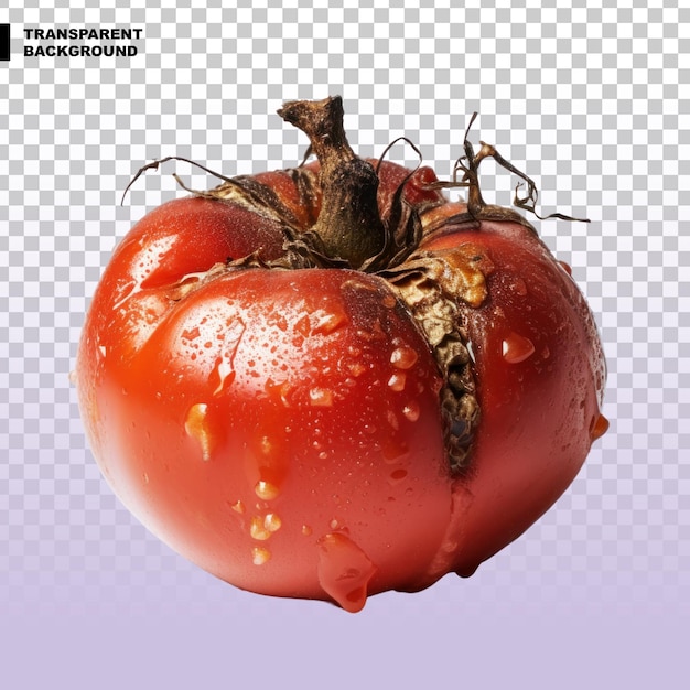 PSD decayed rotten tomato isolated on transparent background