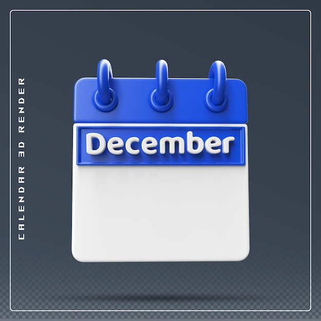 PSD december calendar empty 3d render