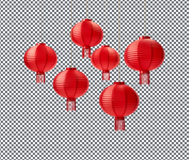 Decent and stylish red lanterns isolated on transparent background