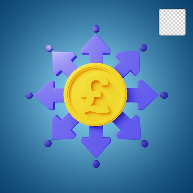 PSD decentralized finance with pound 3d illustration